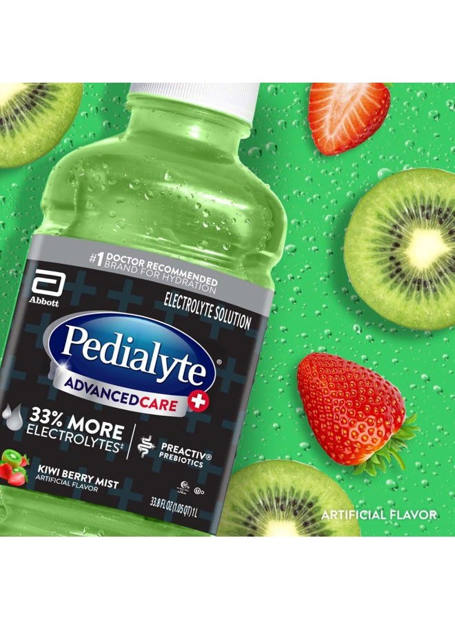 Pedialyte مشروب ترطيب الإلكتروليت AdvancedCare Plus، يحتوي على 33% إلكتروليتات أكثر ويحتوي على بروبيوتيك PreActiv، نكهة كيوي التوت، 1 لتر، عبوة من 4 - Image 2